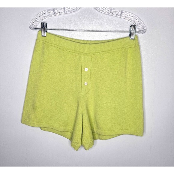 GUEST IN RESIDENCE Cashmere Pull On Everywhere Shorts Women's Small Chartreuse - Picture 1 of 7